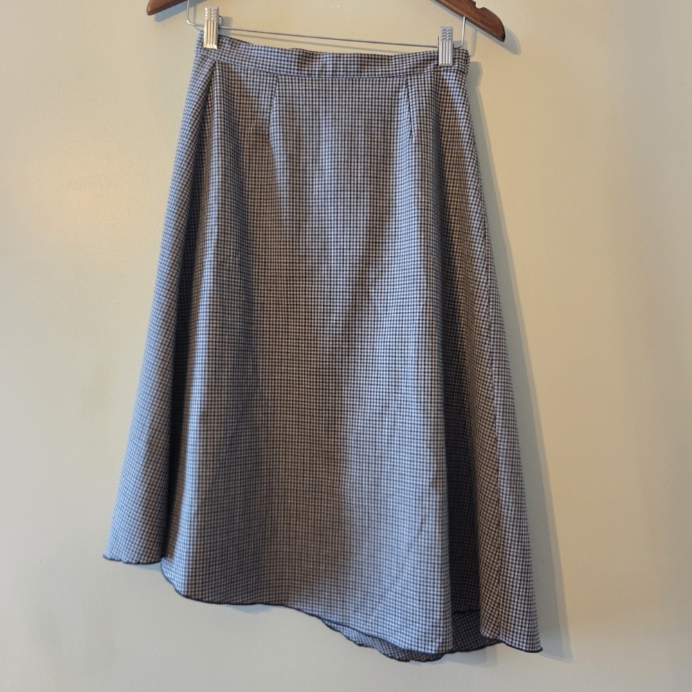 Aritzia Wilfred Houndstooth Wrap Midi Skirt Classic Chic Asymmetrical Size XS - Picture 7 of 12